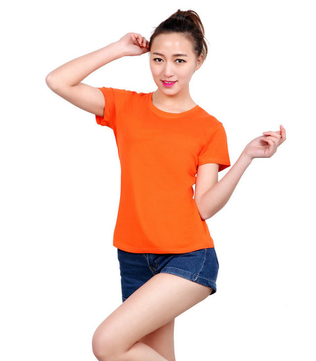 橙色t恤衫订制,桔色圆领文化衫